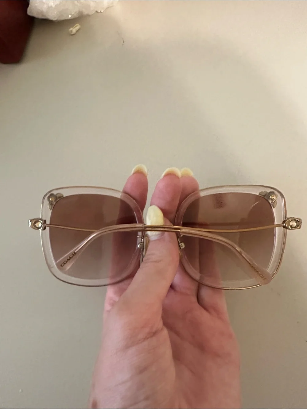 Women's Coach Oversized Square Sunglasses in Light Pink with Gradient Lenses